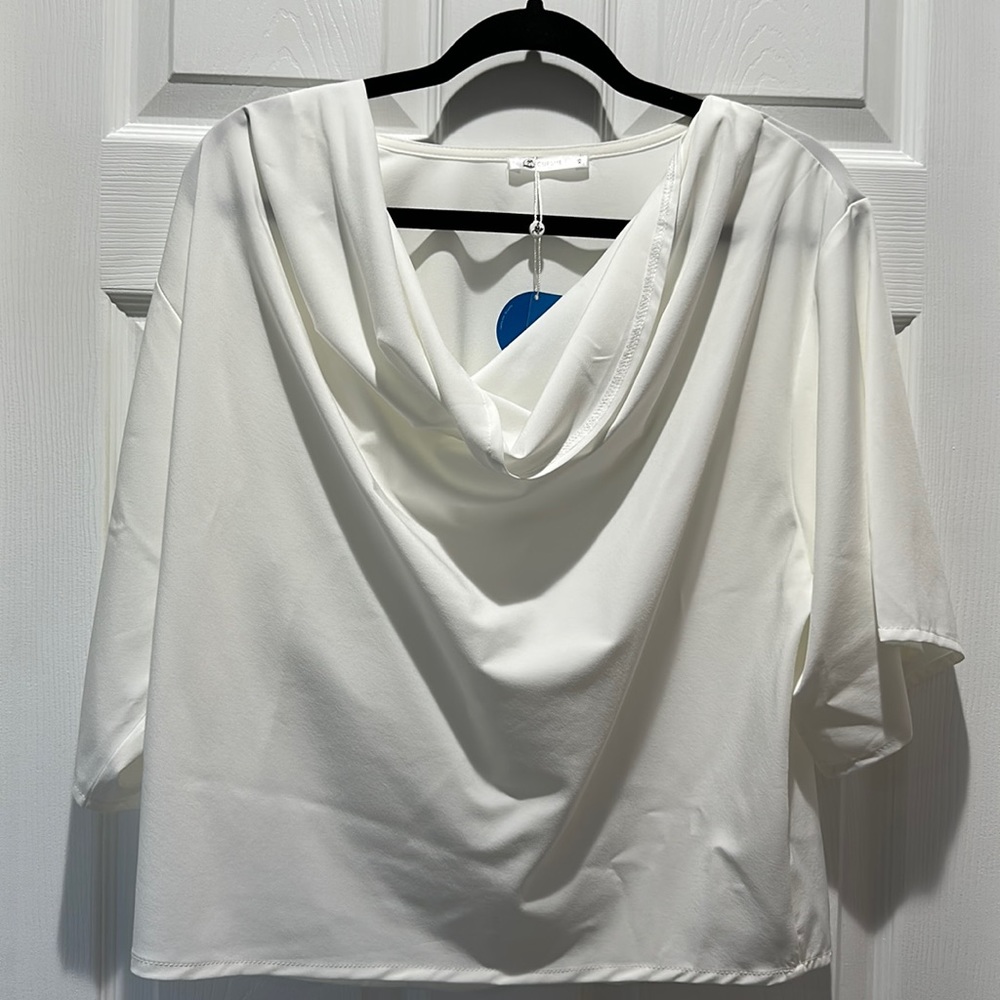 Cupshe Antonella Dolman Sleeve Drape Collar Loose Top